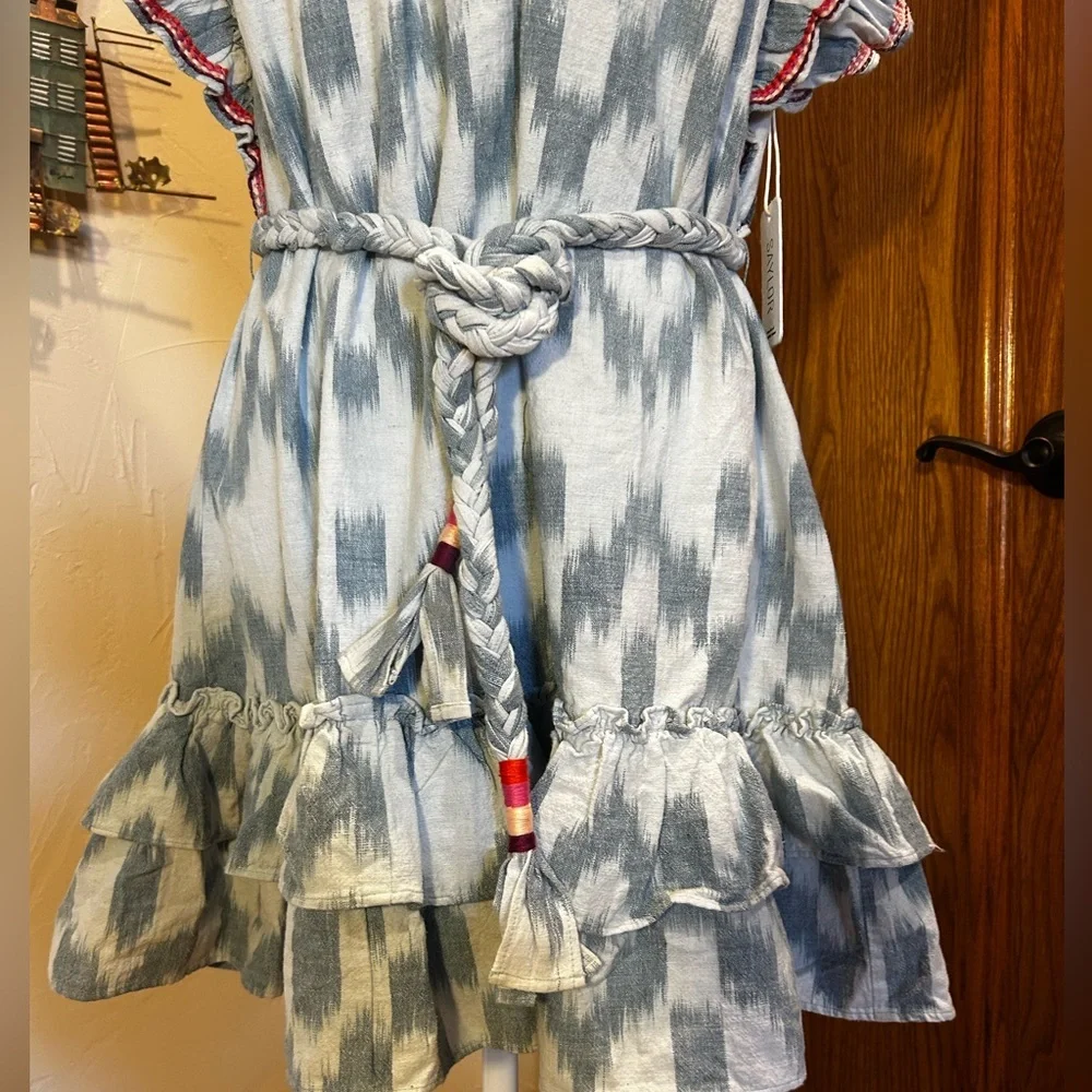 Anthropologie Saylor Blue Boho 100% Cotton Mini Dress NWT - Picture 5 of 15